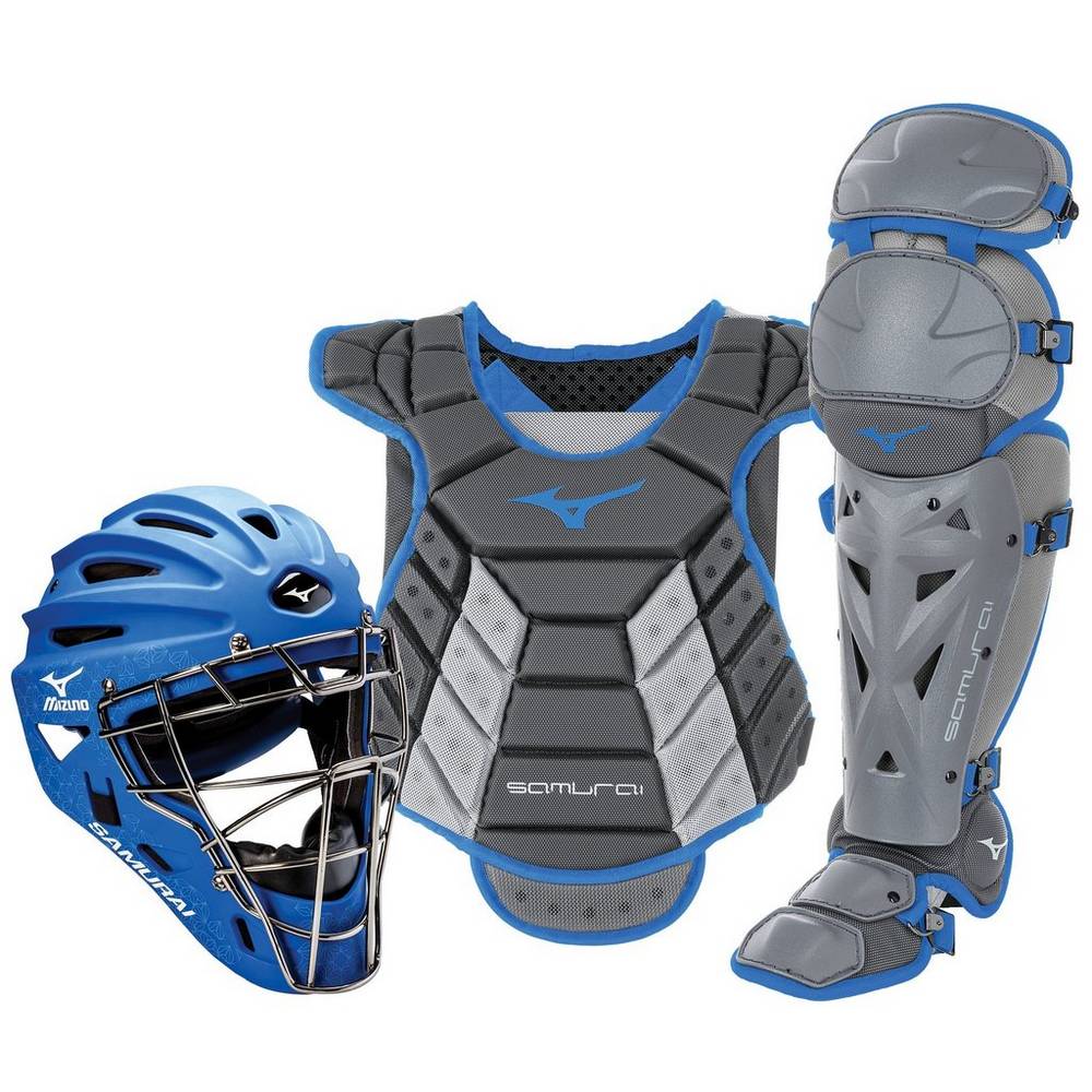 Mizuno Women's Samurai Boxed Catcher’s Gear Set (14-15") Grey/Royal (380421-BJI)